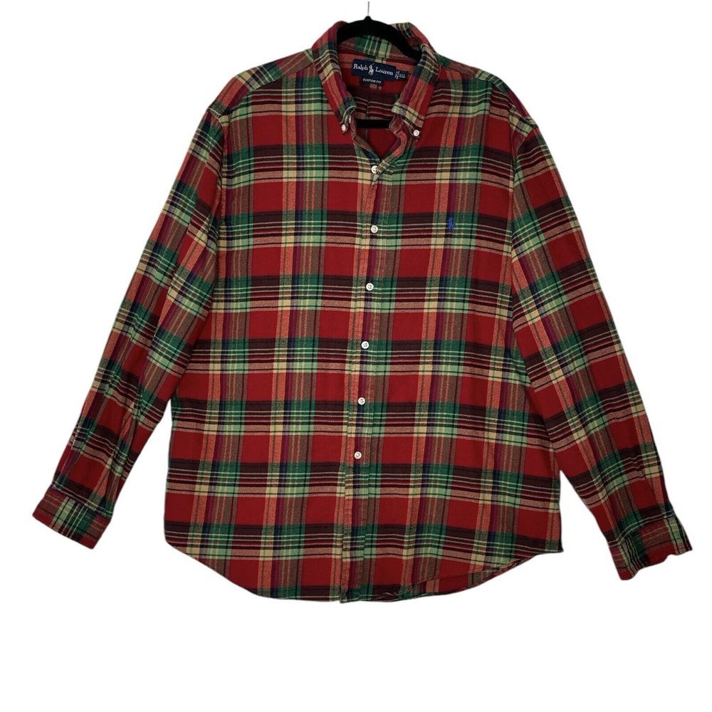 Ralph Lauren Flannel Shirt Men XXL Plaid Button Down Collar Pony Cozy Top